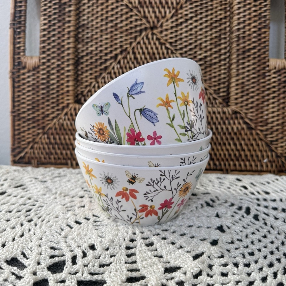Harvest Green Studio Bee And Flower Bowls Set Of 4